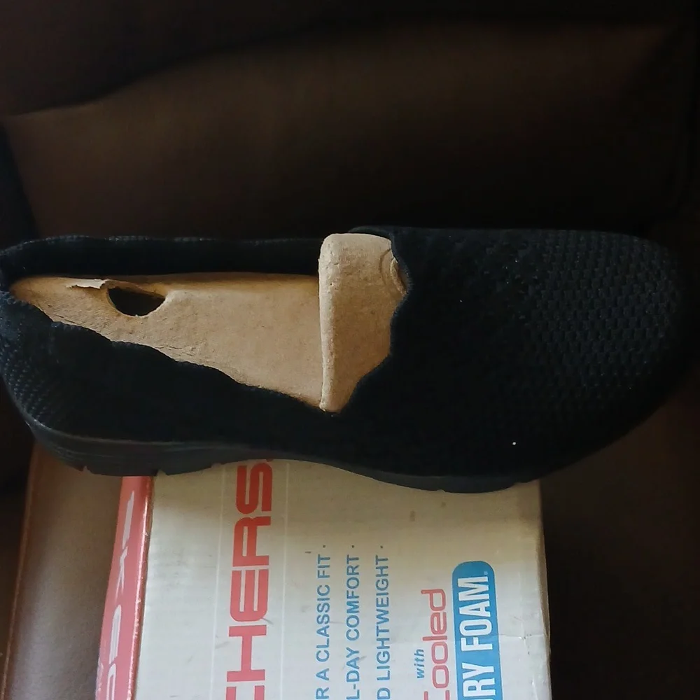 Skechers Black Flats with Breathable Knit Upper - Picture 3 of 5